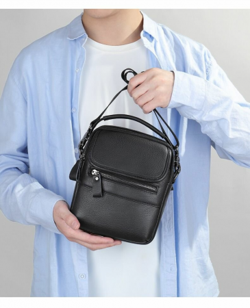 Сумка через плечо из натуральной кожи 6093black