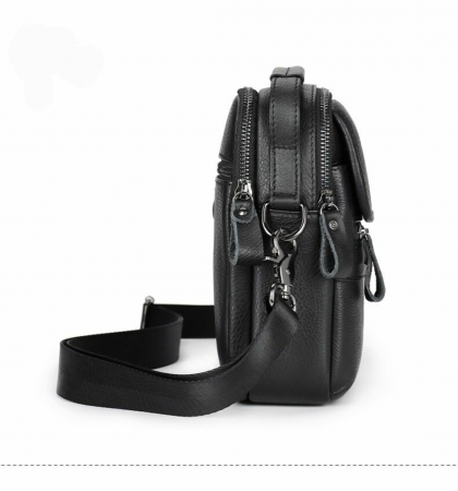 Сумка через плечо из натуральной кожи 6093black